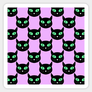 Black cats with green eyes pattern Sticker